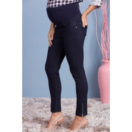 Панталон за бременни с елегантна линия в тъмно синьо